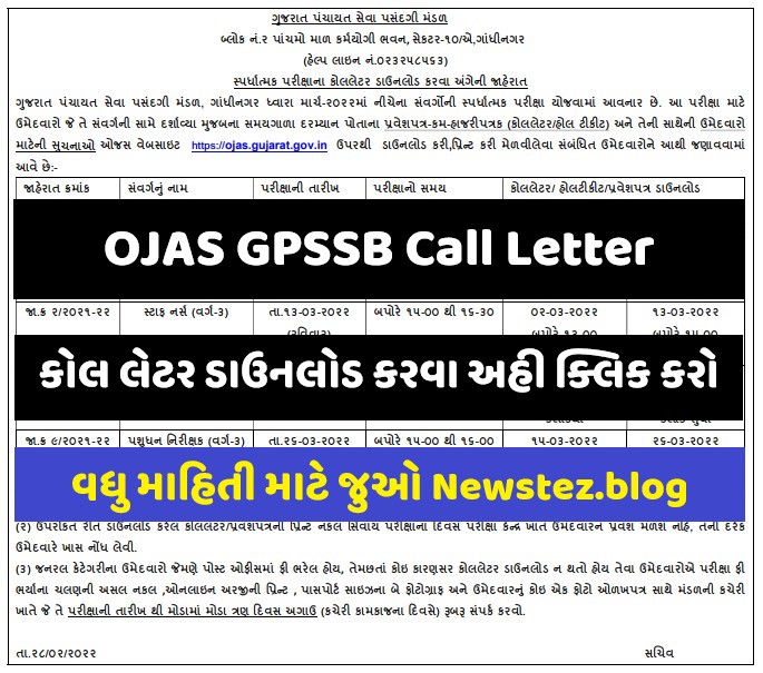 OJAS GPSSB Call Letter